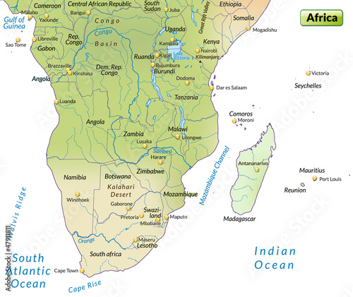 Karte vom Süden Afrikas