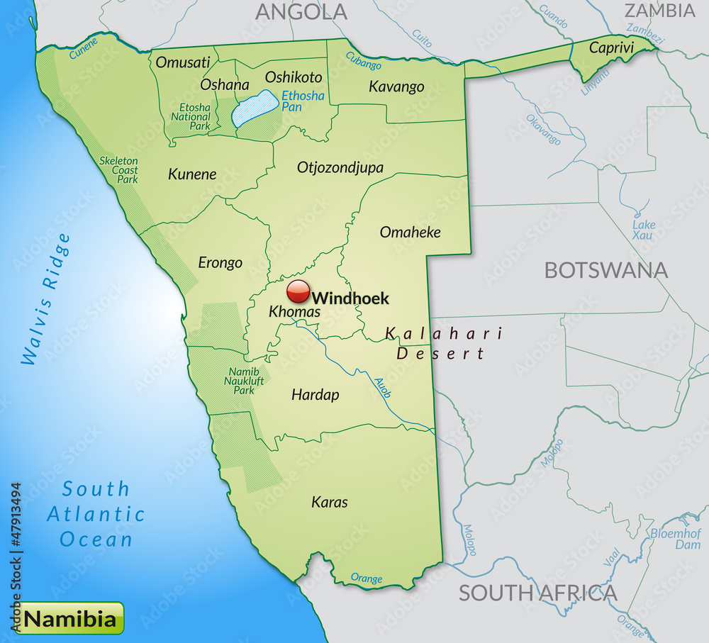 Obraz premium Landkarte von Namibia