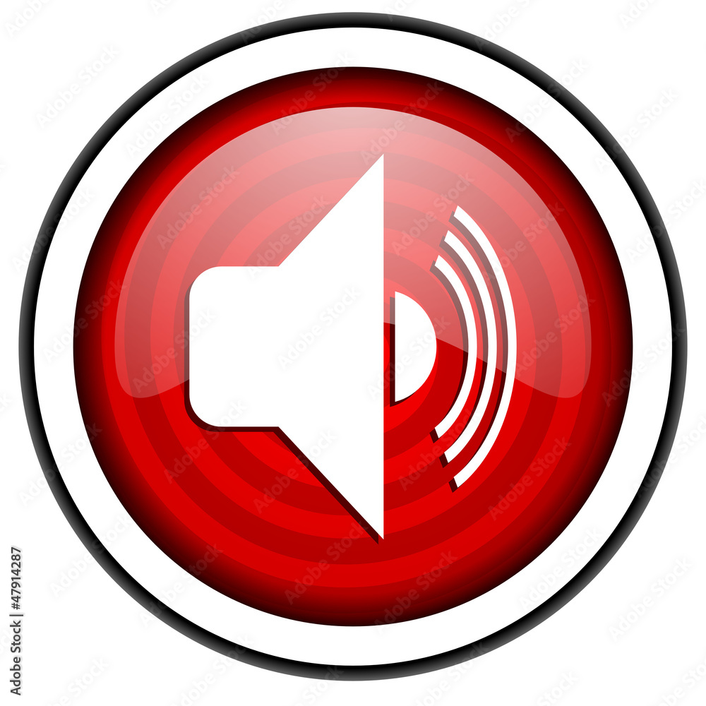 volume red glossy icon isolated on white background volume red glossy icon isolated on white background