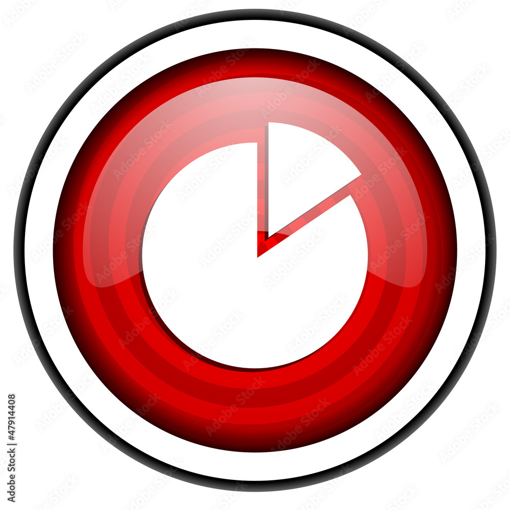 chart red glossy icon isolated on white background chart red glossy icon isolated on white background