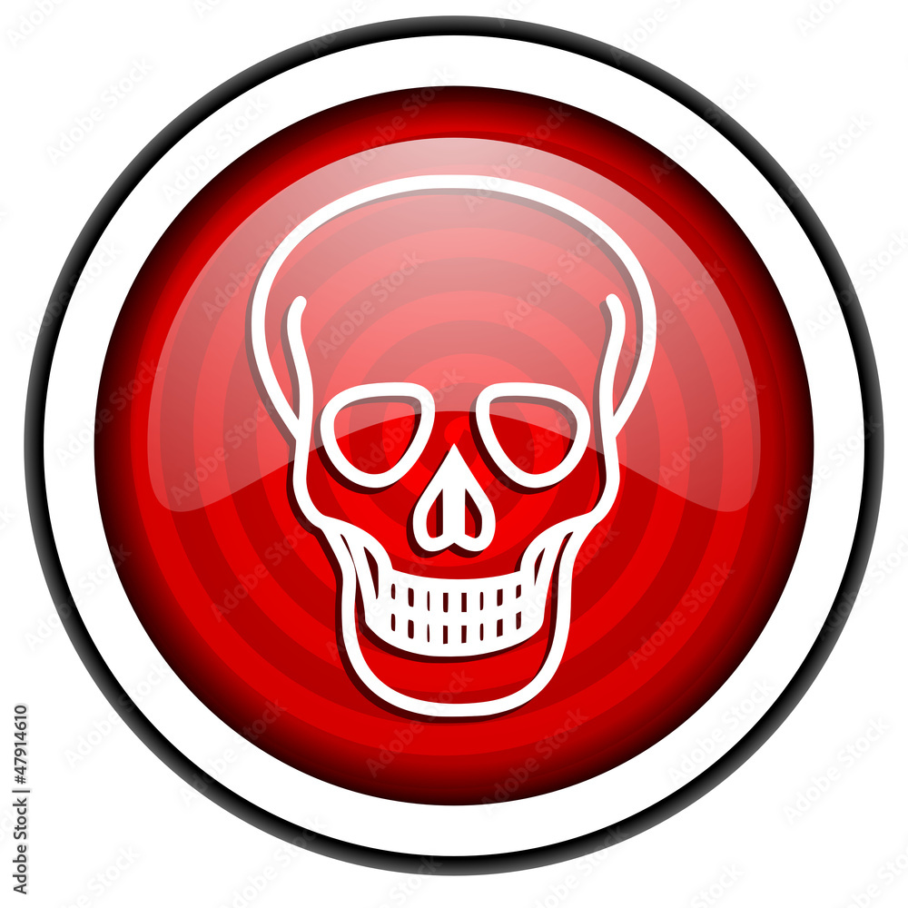 skull red glossy icon isolated on white background skull red glossy icon isolated on white background