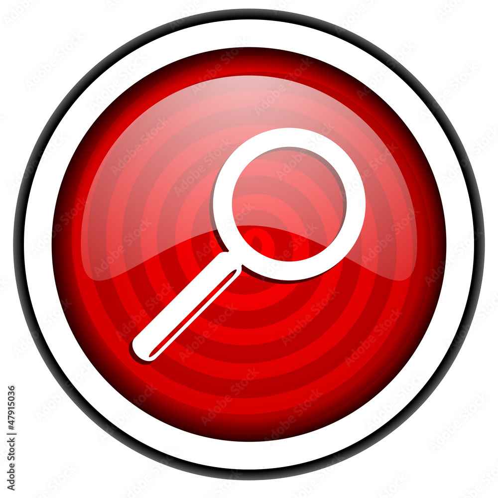 search red glossy icon isolated on white background search red glossy icon isolated on white background