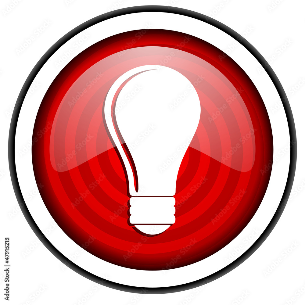 light bulb red glossy icon isolated on white background light bulb red glossy icon isolated on white background