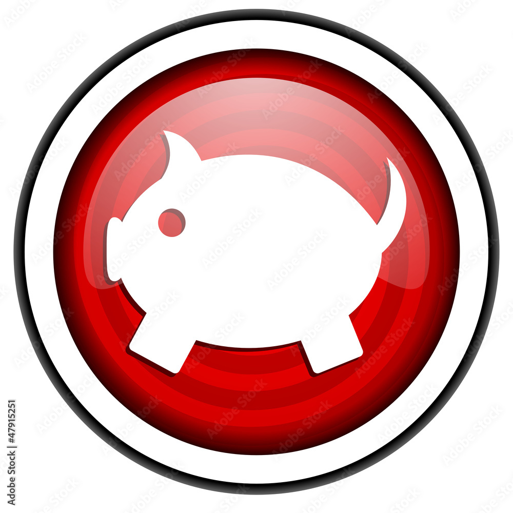 piggy bank red glossy icon isolated on white background piggy bank red glossy icon isolated on white background
