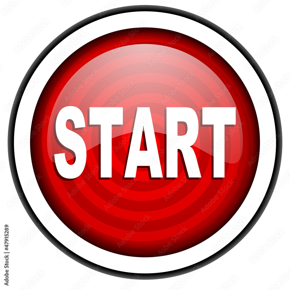 start red glossy icon isolated on white background start red glossy icon isolated on white background