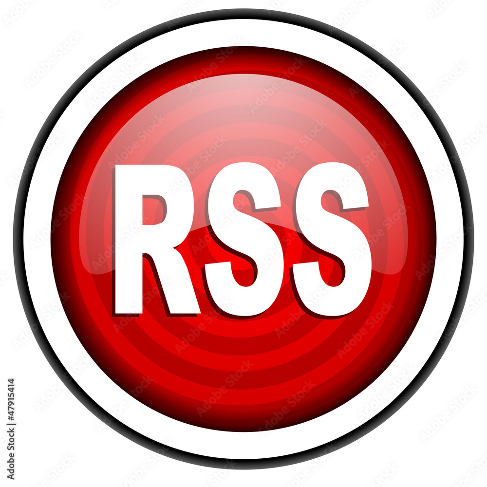 rss red glossy icon isolated on white background rss red glossy icon isolated on white background