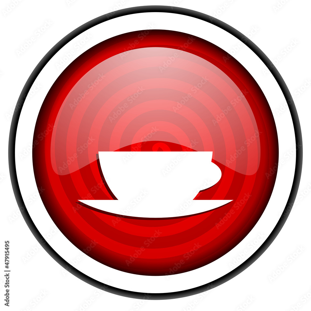 coffee cup red glossy icon isolated on white background coffee cup red glossy icon isolated on white background