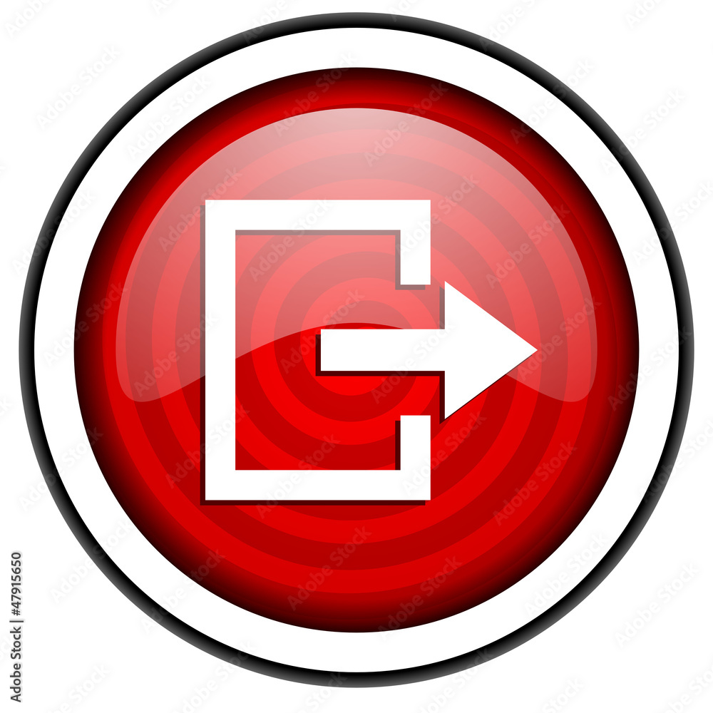 exit red glossy icon isolated on white background exit red glossy icon isolated on white background