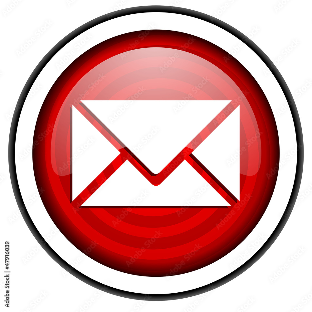 mail red glossy icon isolated on white background mail red glossy icon isolated on white background