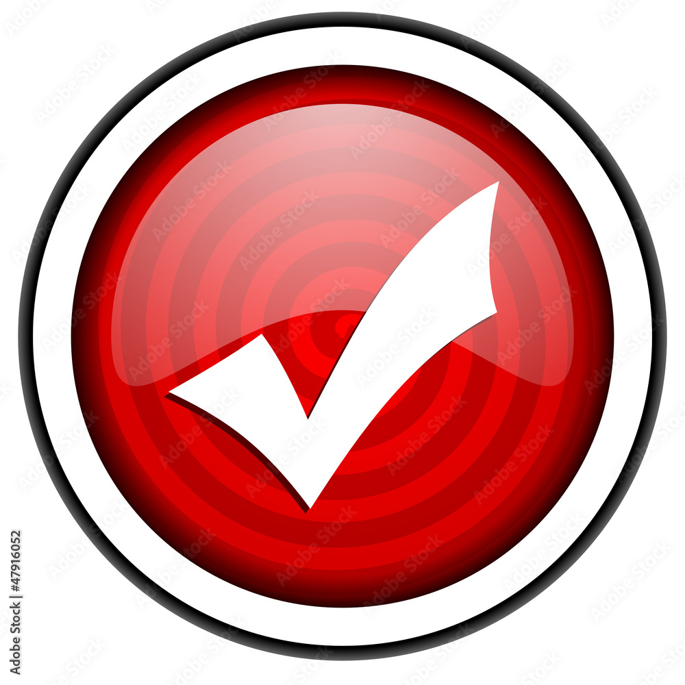 accept red glossy icon isolated on white background accept red glossy icon isolated on white background