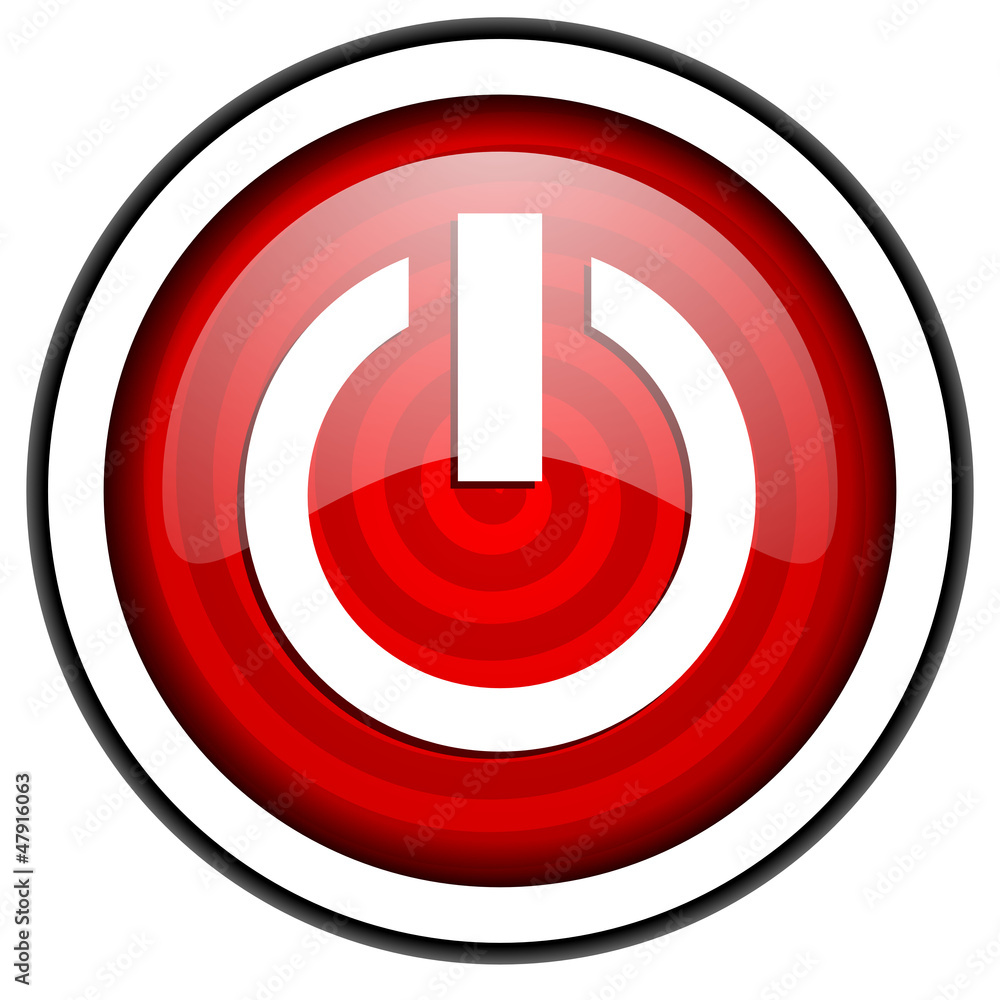 power red glossy icon isolated on white background power red glossy icon isolated on white background