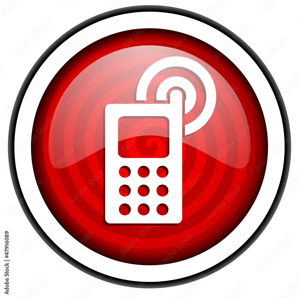 cellphone red glossy icon isolated on white background cellphone red glossy icon isolated on white background