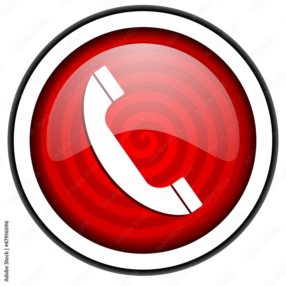phone red glossy icon isolated on white background phone red glossy icon isolated on white background