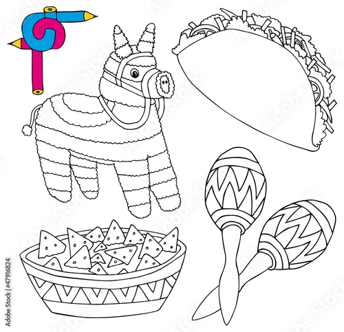 Coloring image Mexico collection 02