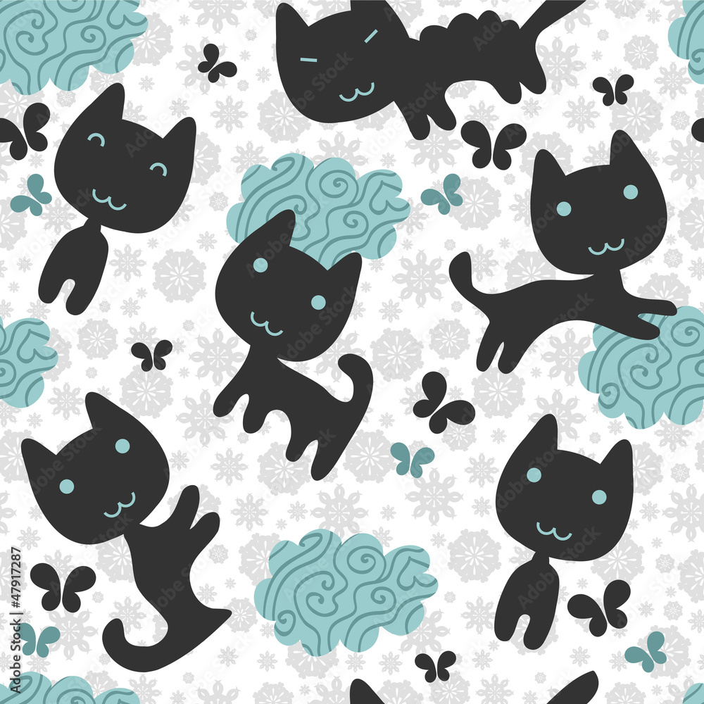 Seamless pattern with cute kittens Seamless pattern with cute kittens