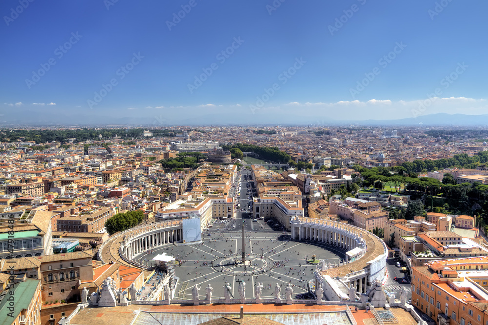Panoramic view on St Peters Square. Roma (Rome), Italy