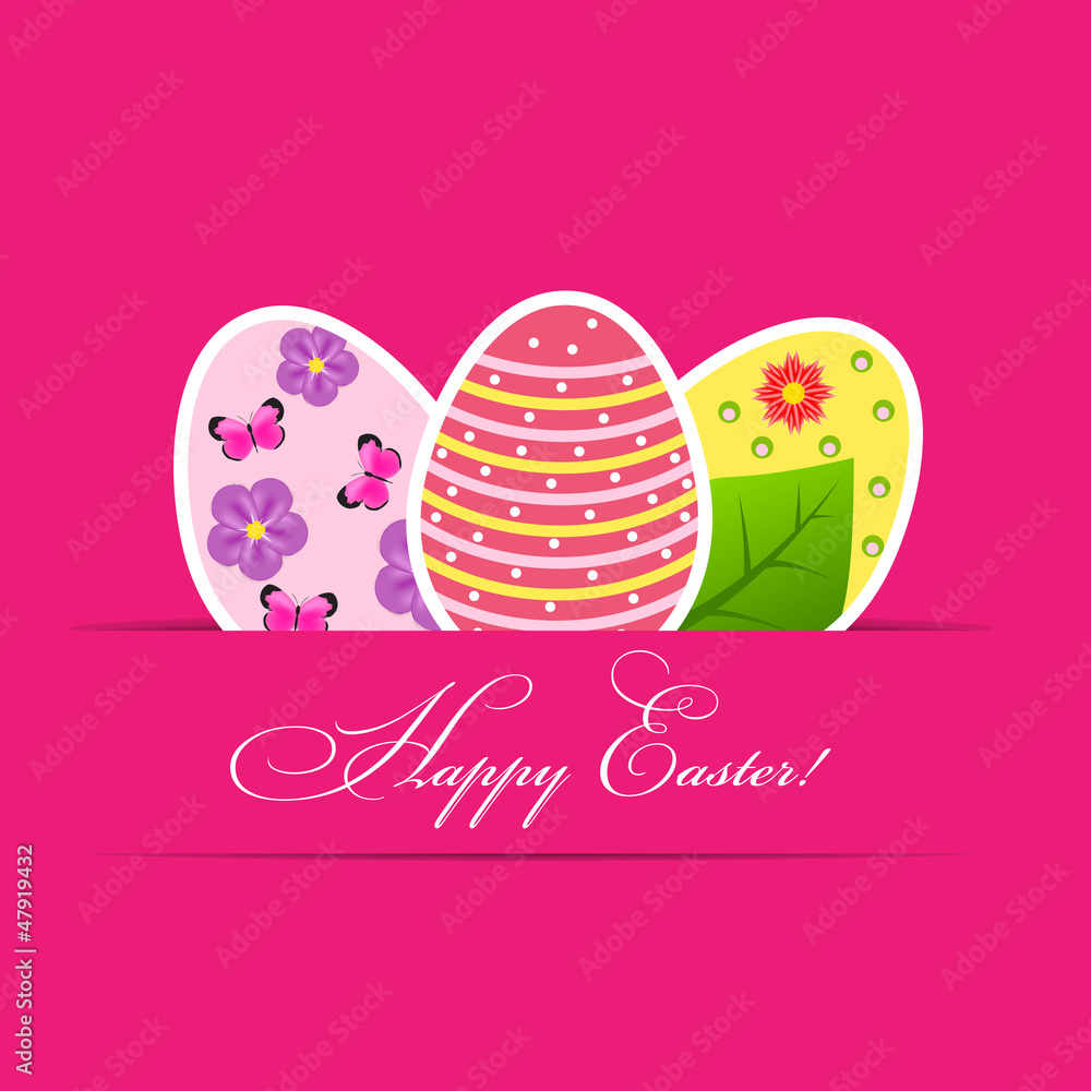 Vector Paper card with easter eggs Vector Paper card with easter eggs