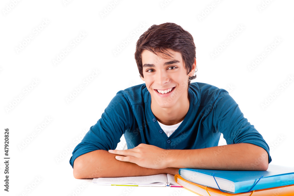 Young happy student carrying books Young happy student carrying books