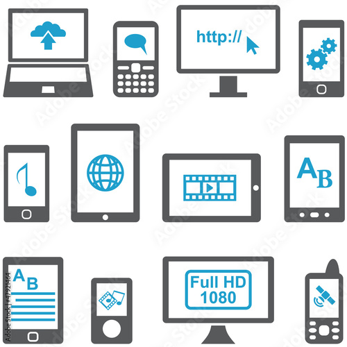 Icons set computers and mobile devices