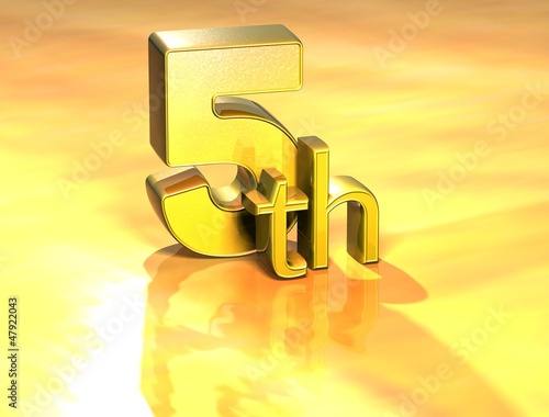 3D Word Fifth on gold background photo