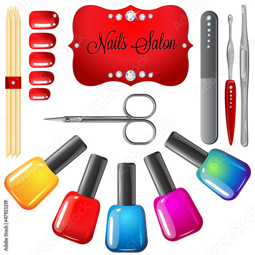Nails salon set of vector illustrations