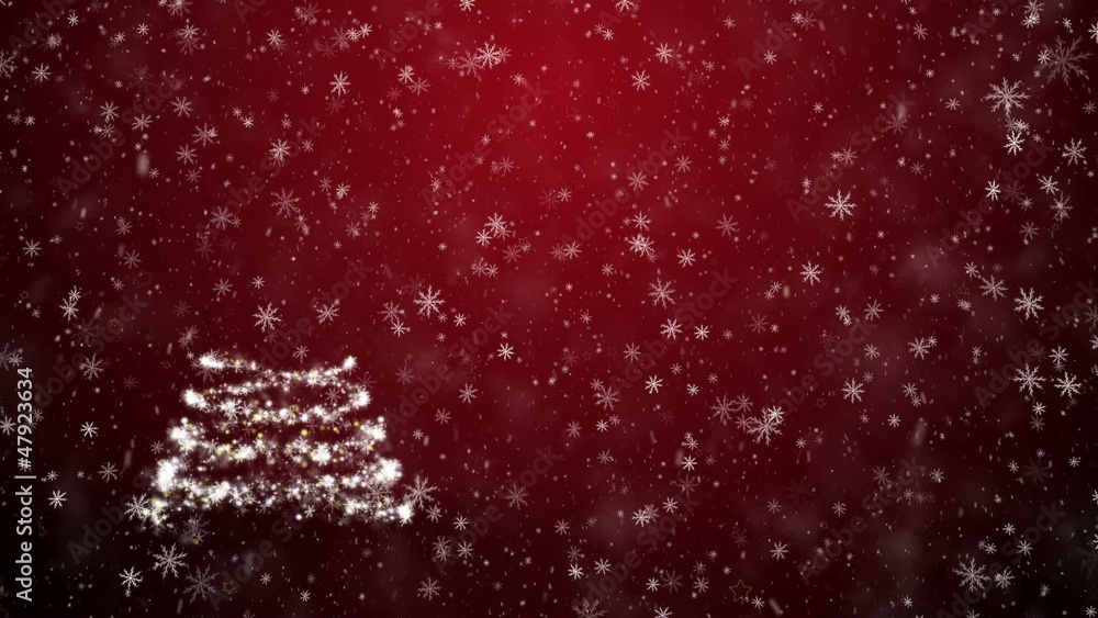 Christmas tree with falling snowflakes and stars Christmas tree with falling snowflakes and stars