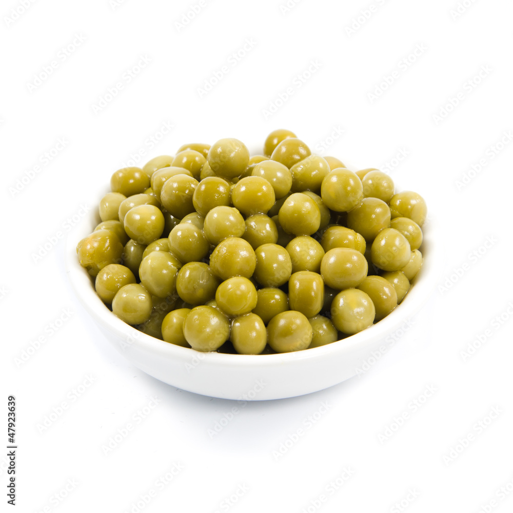 Green mung beans in bowl isolated on white Green mung beans in bowl isolated on white