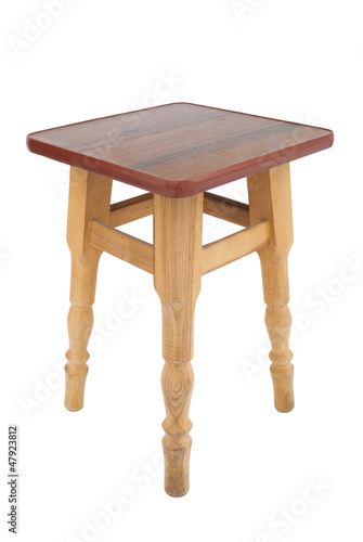 Wooden stool on a white background photo