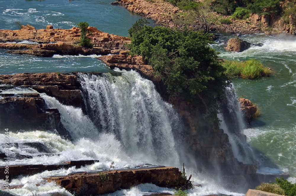 Waterfall in Crocodile river South Africa. Close-up view