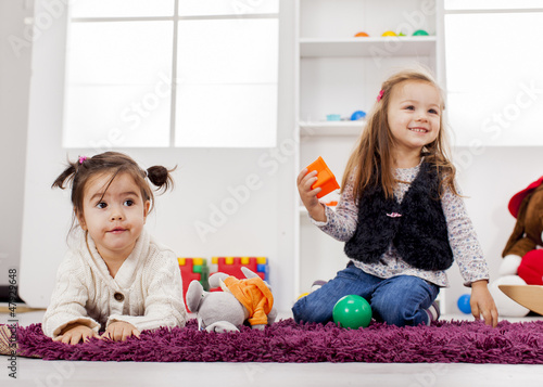 Girls playing in the room