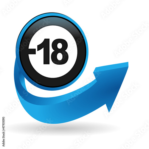 moins de 18 ans sur bouton flêche bleue