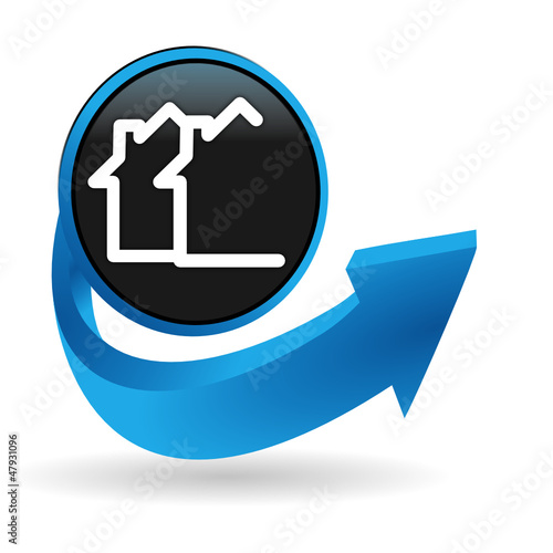 immobilier sur bouton flêche bleue