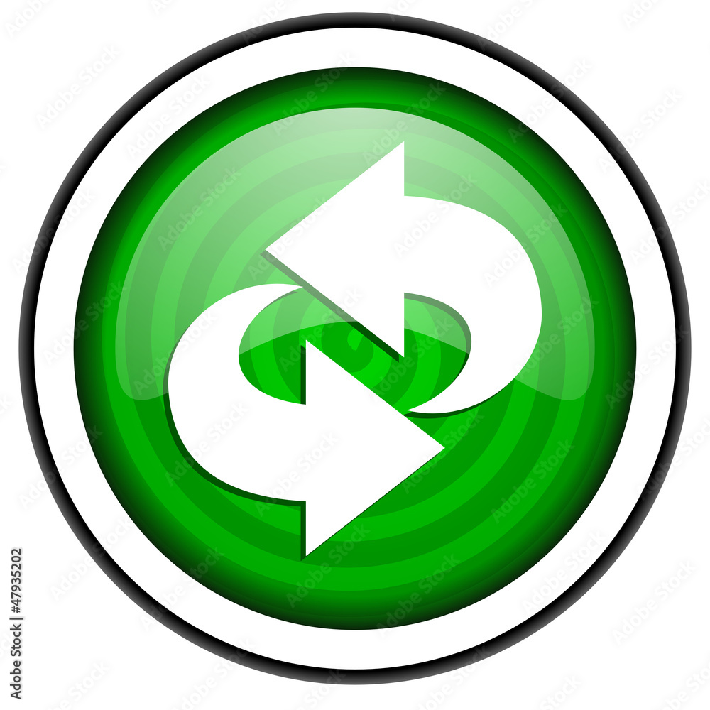rotate green glossy icon isolated on white background rotate green glossy icon isolated on white background