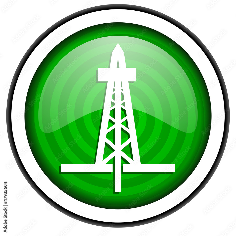 drilling green glossy icon isolated on white background drilling green glossy icon isolated on white background