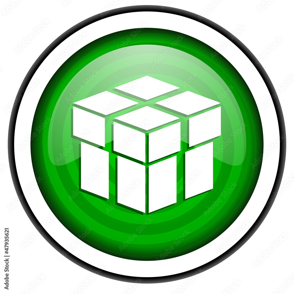 box green glossy icon isolated on white background box green glossy icon isolated on white background