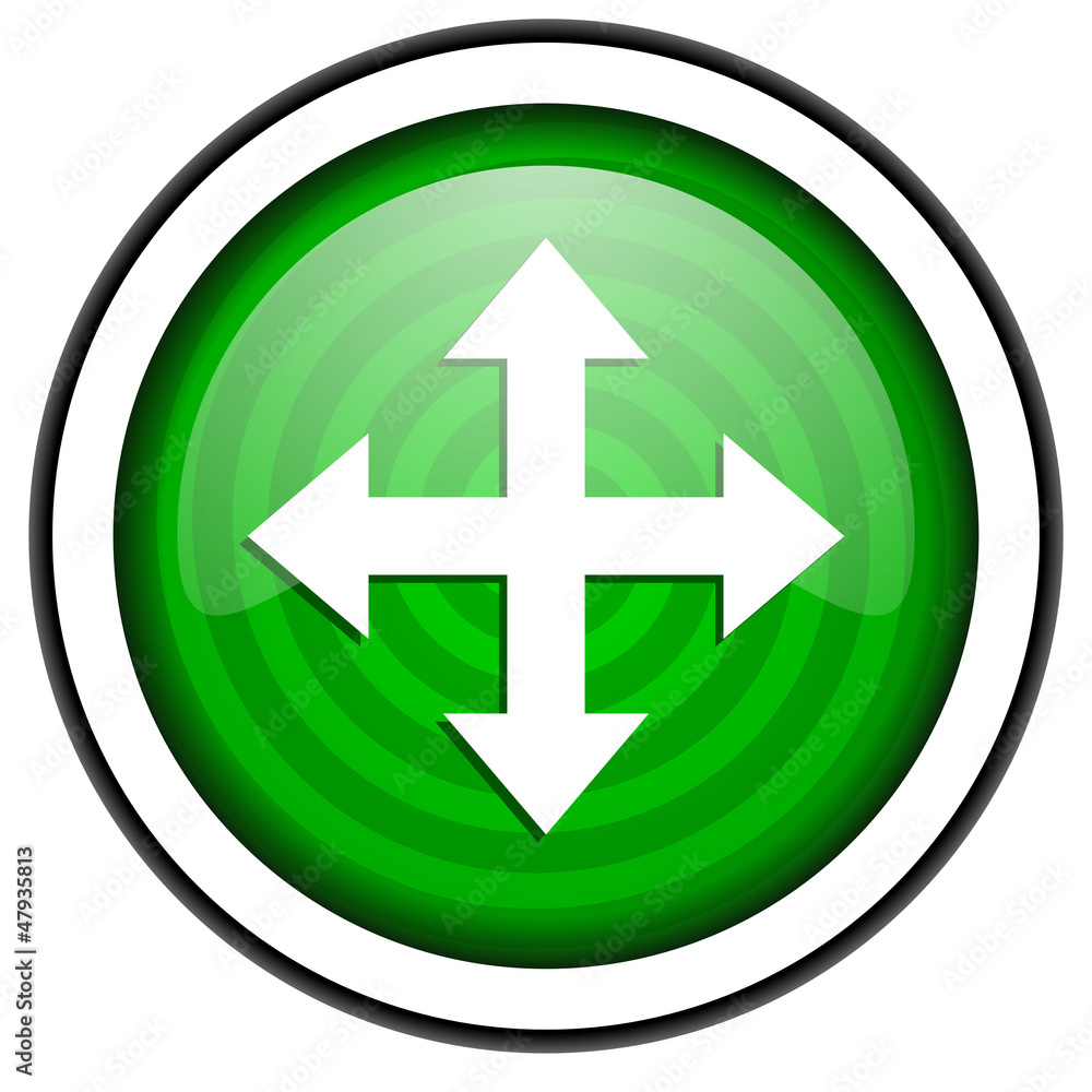 Obraz premium move arrow green glossy icon isolated on white background