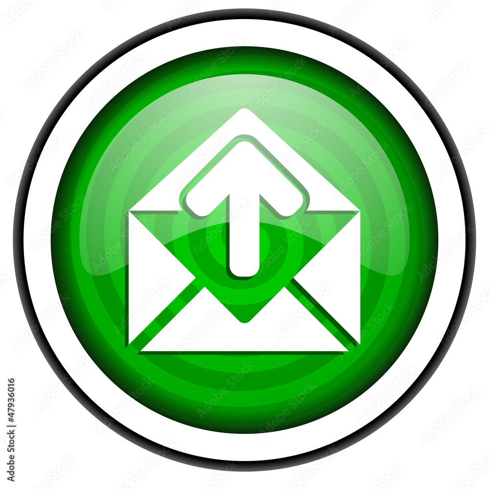 mail green glossy icon isolated on white background mail green glossy icon isolated on white background