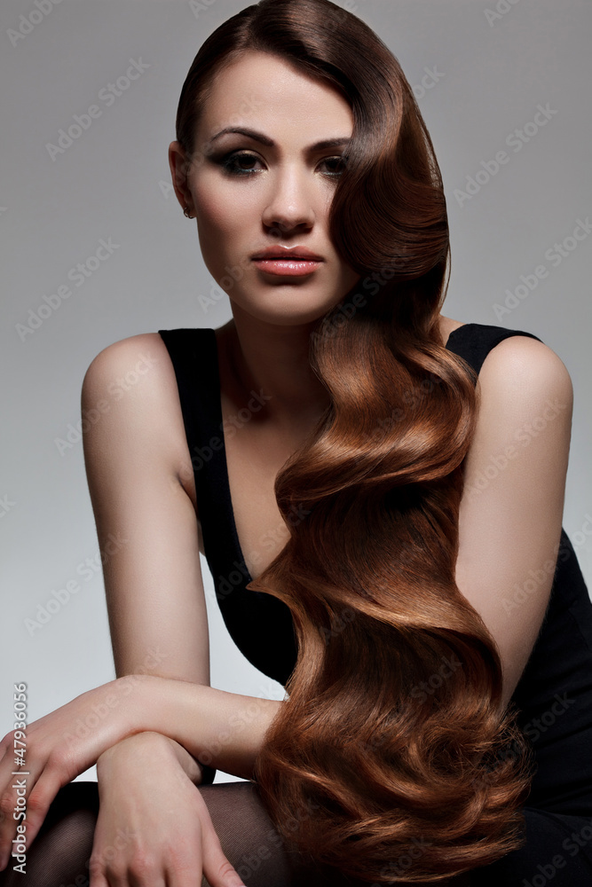 Naklejka premium Long Wavy Hair. Good quality retouching.