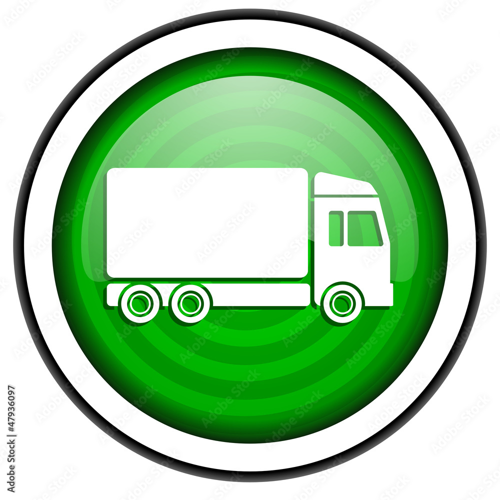 delivery green glossy icon isolated on white background delivery green glossy icon isolated on white background