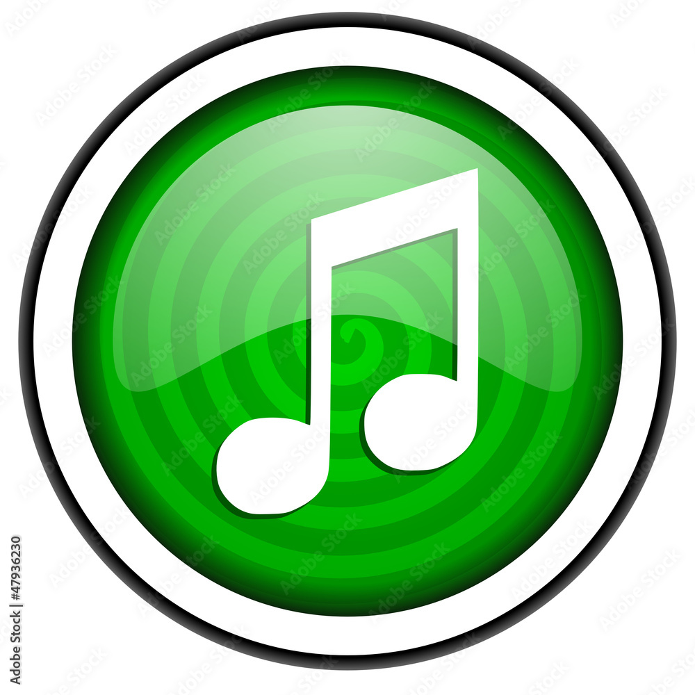 music green glossy icon isolated on white background music green glossy icon isolated on white background