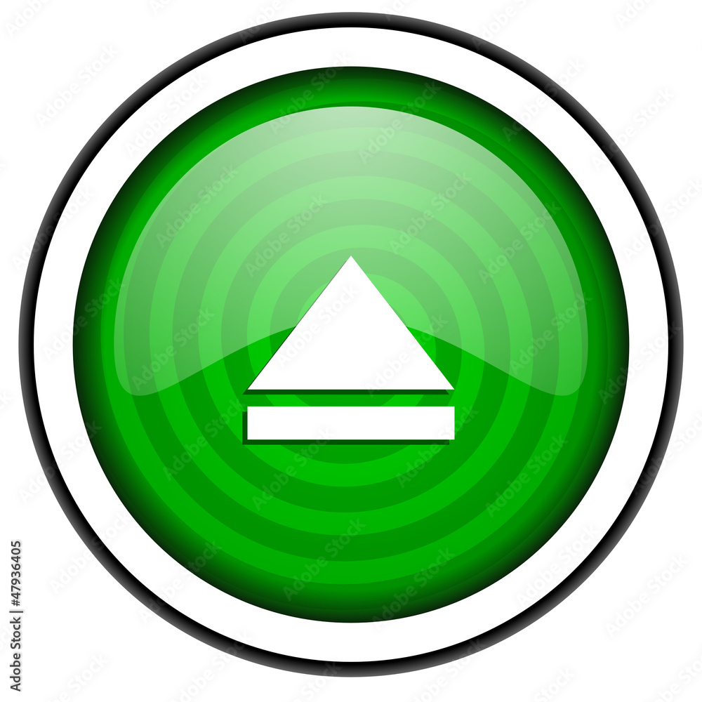 eject green glossy icon isolated on white background eject green glossy icon isolated on white background