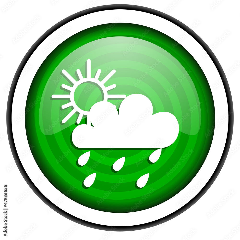 weather forecast green glossy icon isolated on white background weather forecast green glossy icon isolated on white background