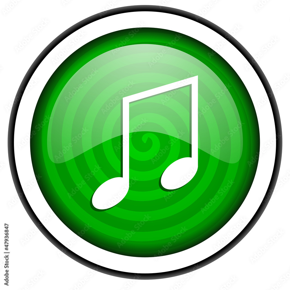 music green glossy icon isolated on white background music green glossy icon isolated on white background