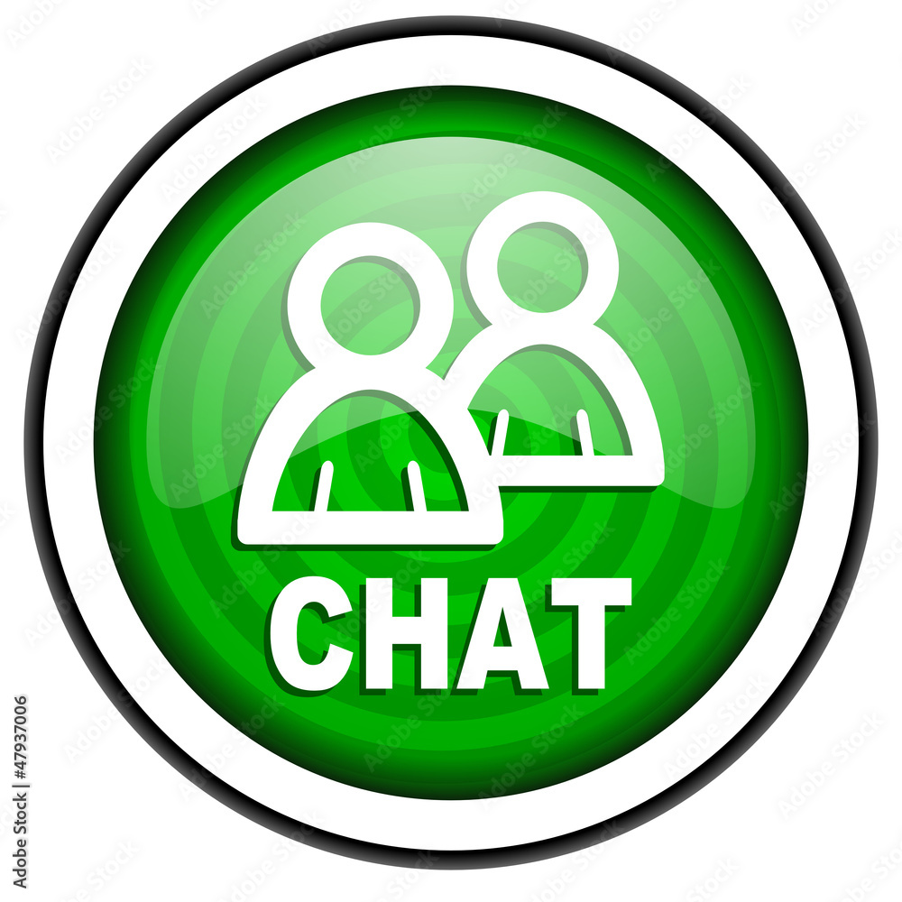 chat green glossy icon isolated on white background chat green glossy icon isolated on white background