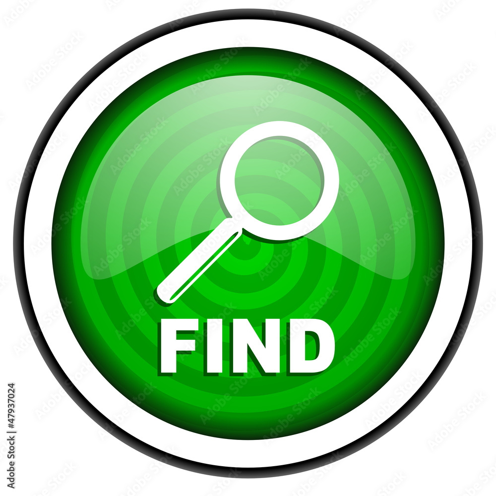 find green glossy icon isolated on white background