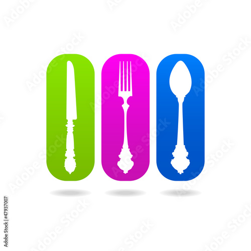 Kitchen set fork knife spoon logo