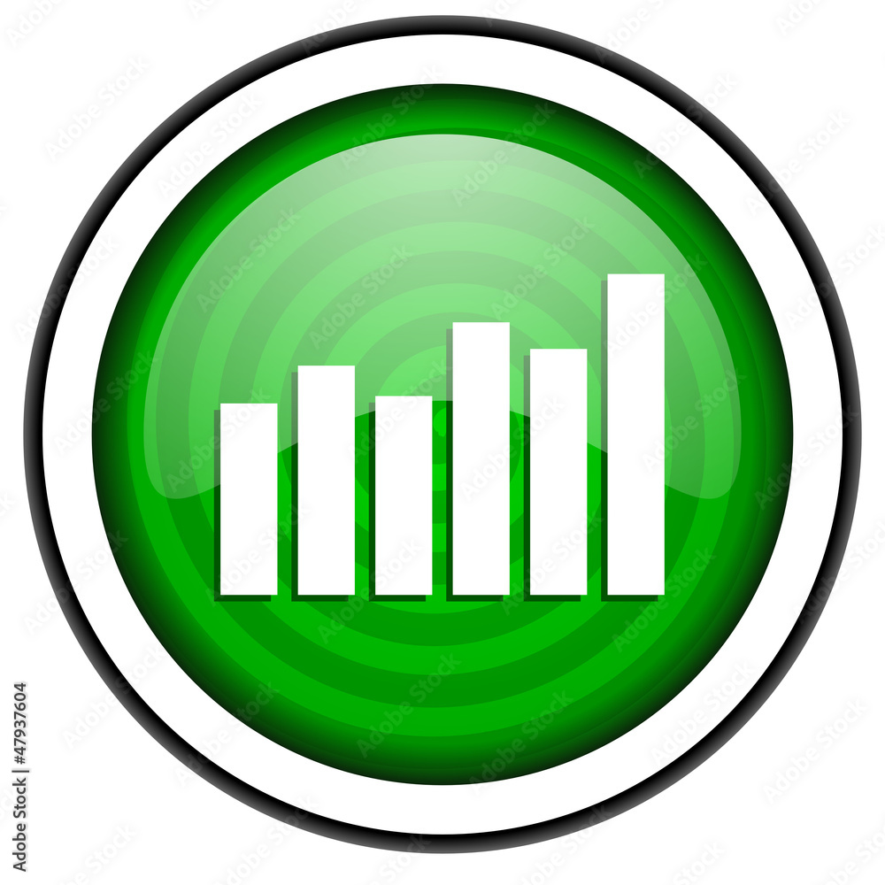 bar graph green glossy icon isolated on white background bar graph green glossy icon isolated on white background