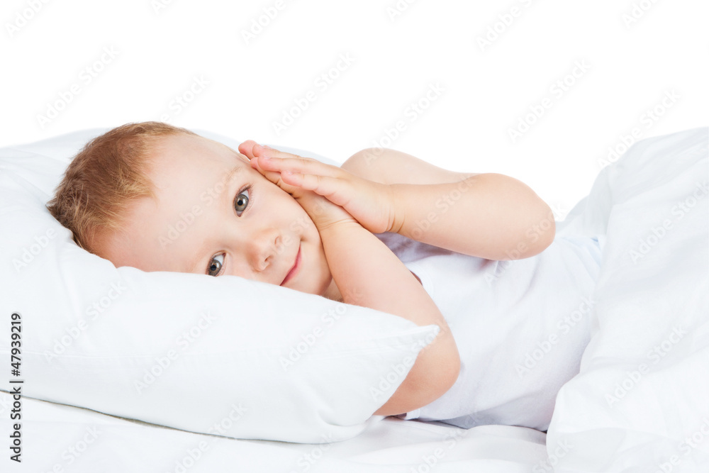 Happy boy in bed Happy boy in bed
