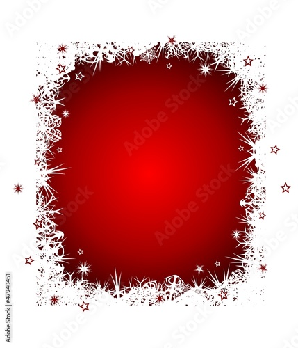 Red snow-covered Christmas background