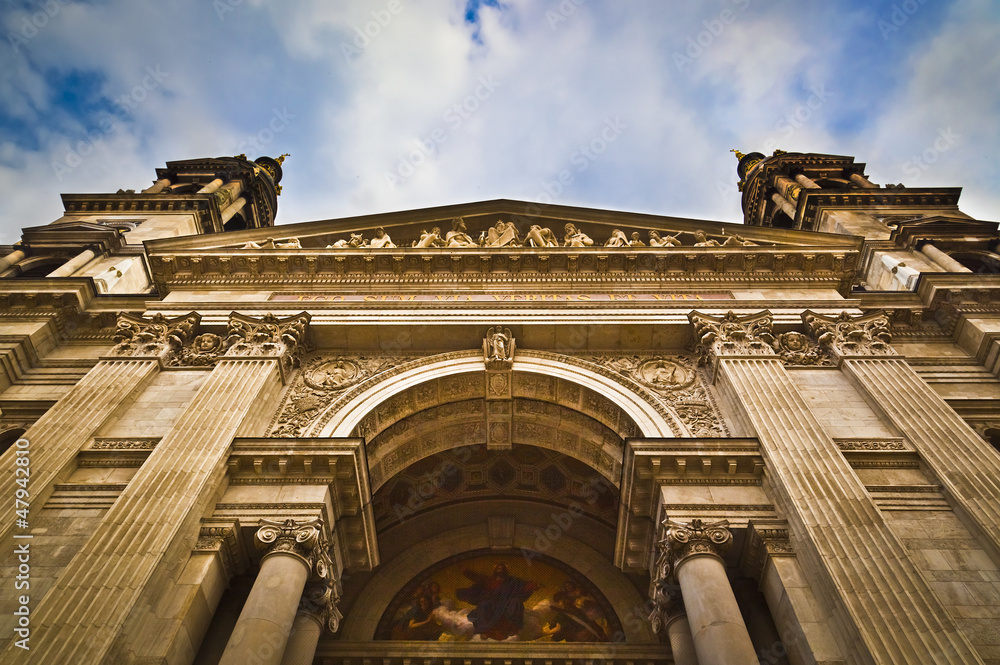Fototapeta premium The towers of the Saint Stephen's Basilica, in Budapest, Hungary